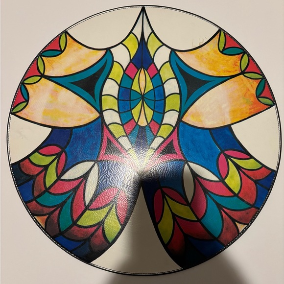 Copy of the Hildegarde of Bingen plate from Judy Chicago’s iconic Dinner Party.